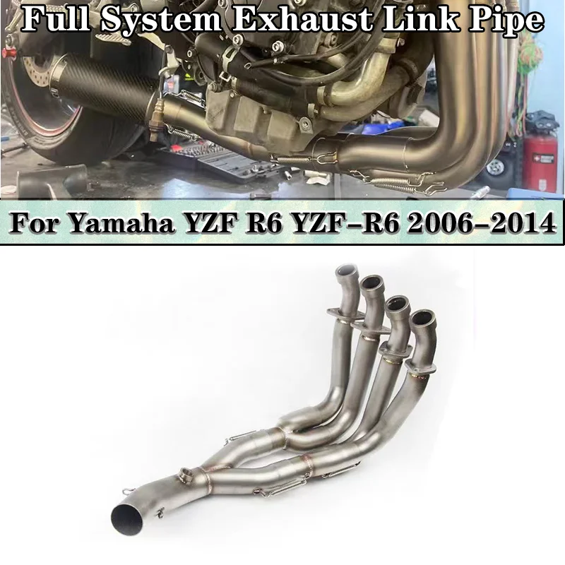 

R6 Stainless titanium Middle Pipe Full System Exhaust Link Pipe For Yamaha YZF R6 YZF-R6 2006 2007 2008 2009 2010 11 12 13-2014