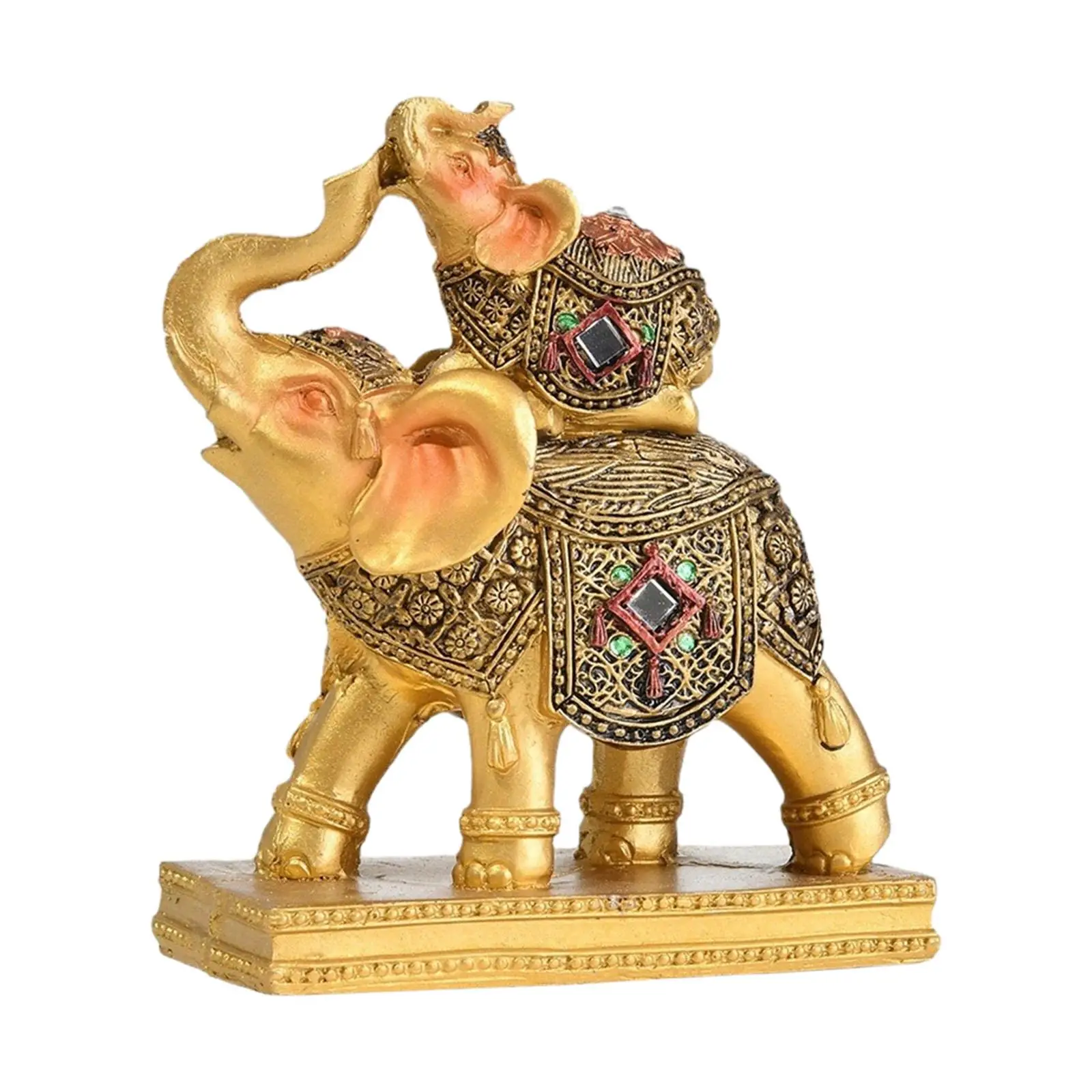 Elephant Statue Elephant Figurines Resin Animal Sculptures Feng Shui for Tabletop NightStand Living Room Party Housewarming