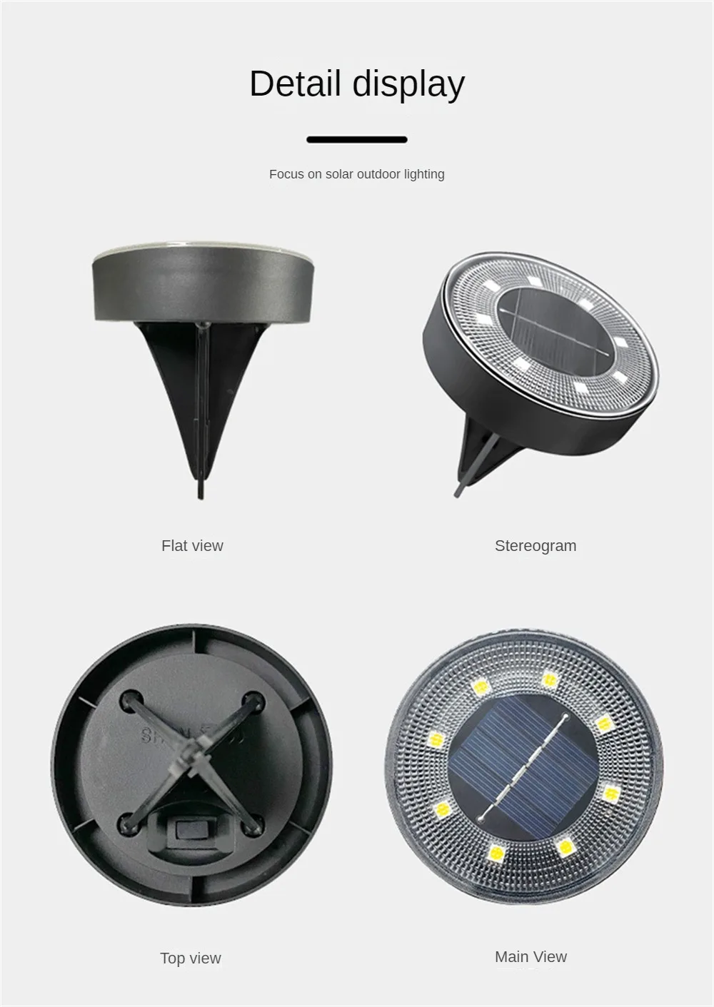 Description Picture 4 of itemIP68 Waterproof LED Outdoor Solar Power Ground Light Lighting Control Path Deck Lights Yard Driveway Lawn Garden Decoration Lamp