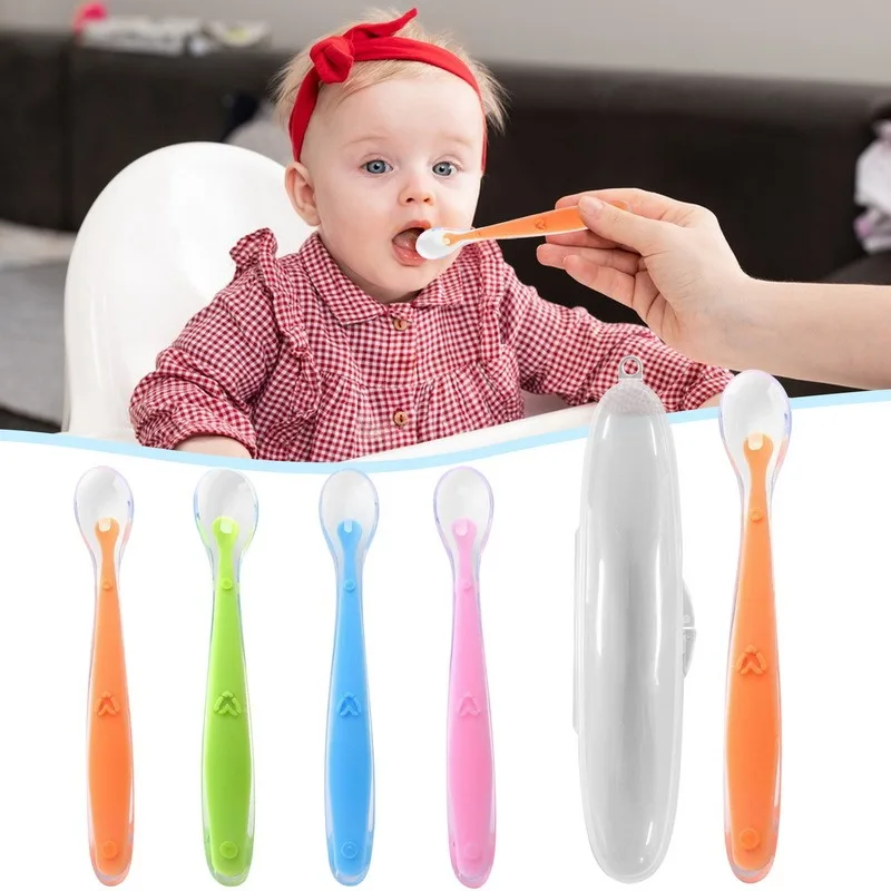 2PCS Cute Baby Learning Spoons Utensils Set Newborn Feeding Spoon Set