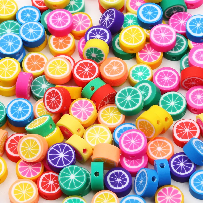 2050100pcsMixFruitOrangesBeadsPolymerClayBeadsLooseSpacer