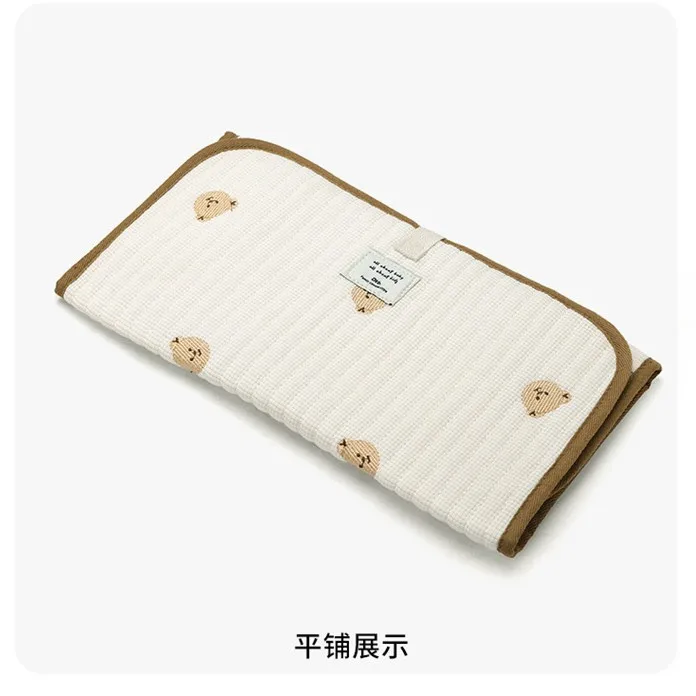 Portable Newborn Changing Pad Cover Ins Korean Cute Floral Bear Infant Diaper Changing Mat Foldable Waterproof Wipes Container