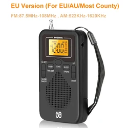 Compact Digital LCD Pocket Radio with AM/FM and Weather Channels, Alarm Clock, and Enhanced Long - Range Reception (EU version)