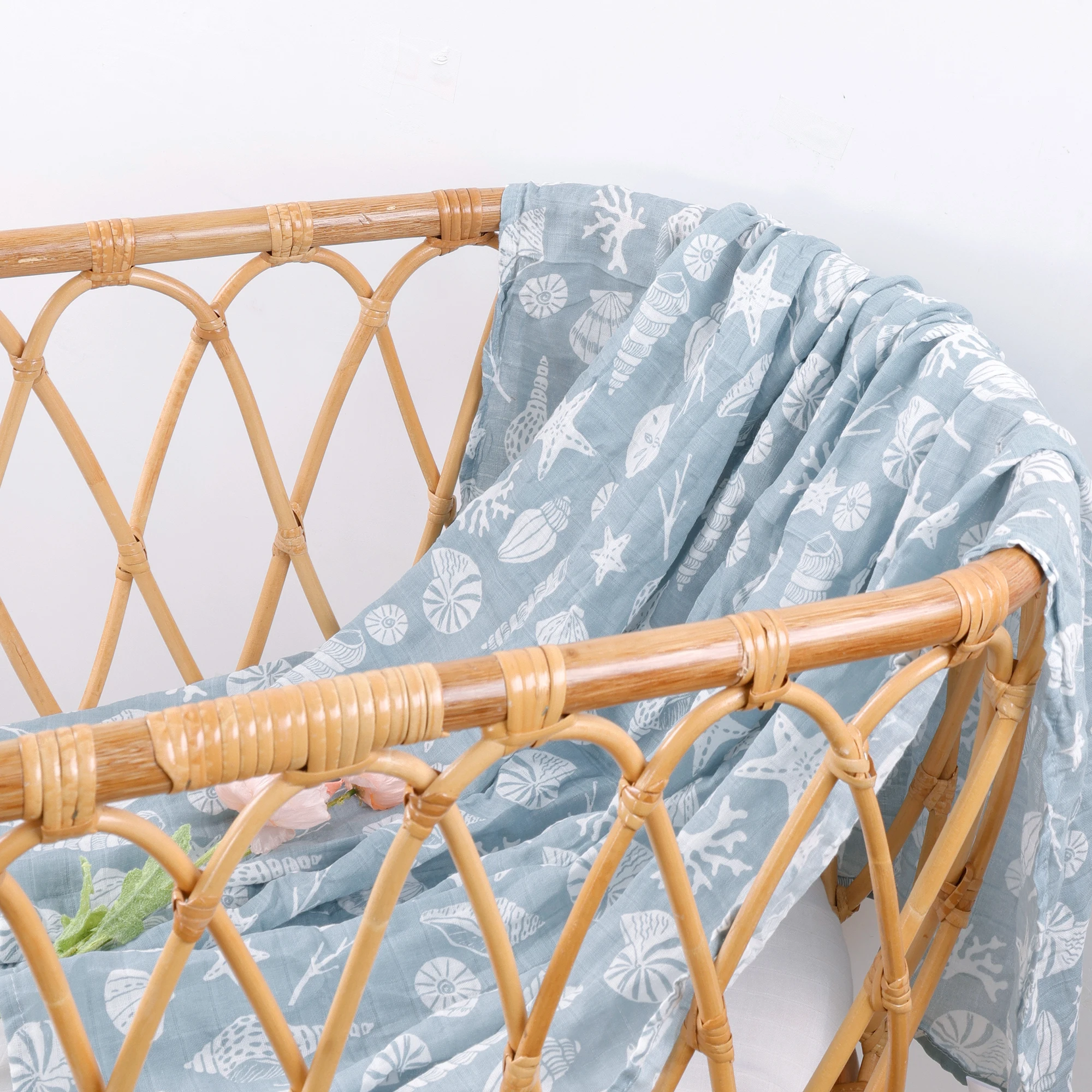 HappyFlute 1pc Baby Soft Muslin Swaddle 100% Cotton Blanket Comfortable Muslin Diaper 120*110cm For Kids 3