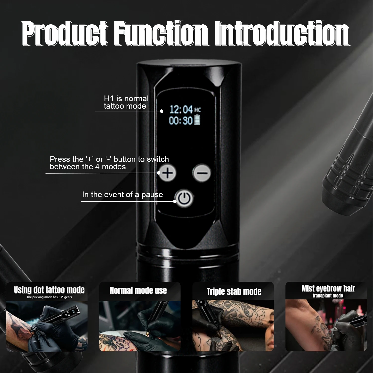 KVM ワイヤレスタトゥーマシンストローク 4 ミリメートルタトゥーペン