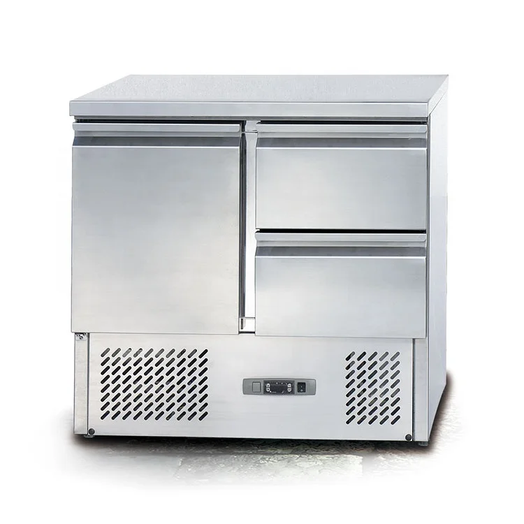

Salad bar small counter work table used subway sandwich prep table refrigerated pizza refrigerator with marble top buffet sale