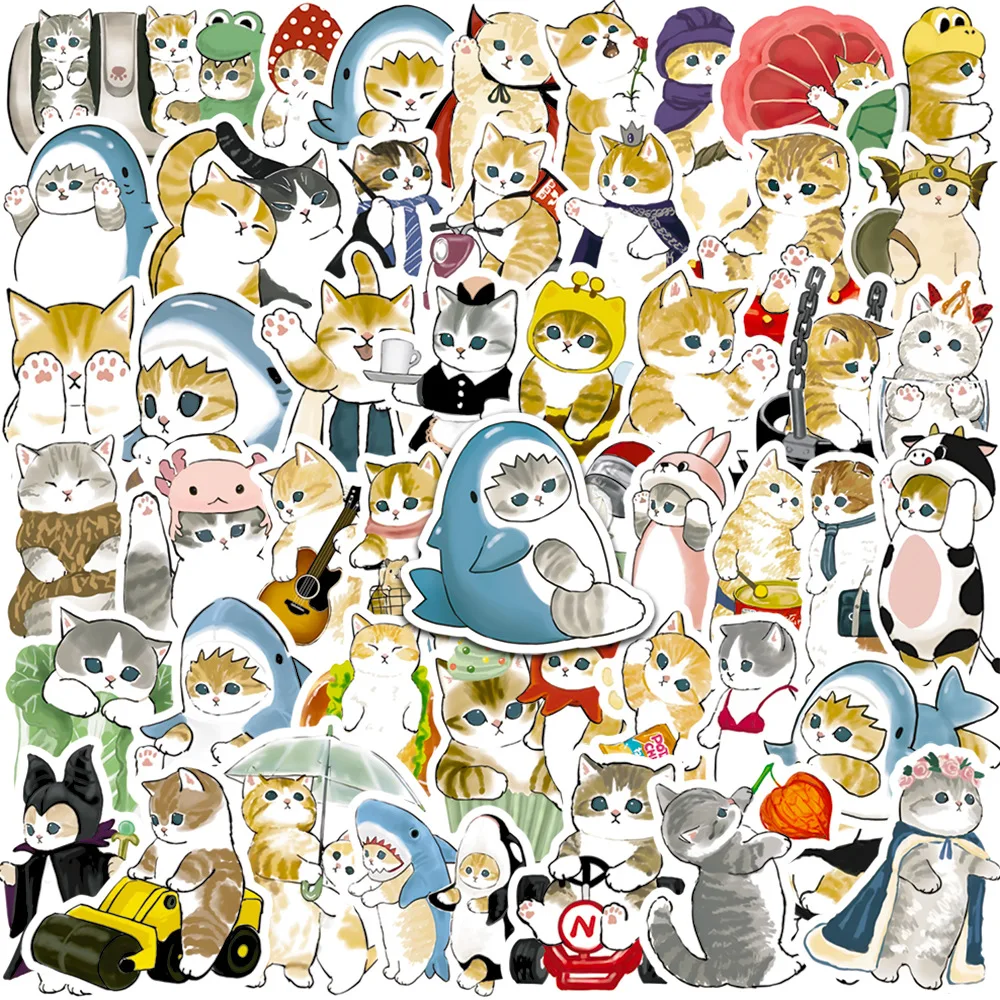 Autocollants de dessin animé chat Kawaii pour enfants, décalcomanies  animaux mignons, jouets pour enfants, album de bricolage, ordinateur  portable, papeterie, valise, voiture, 10 pièces, 50 pièces - AliExpress, image size:1000x1000