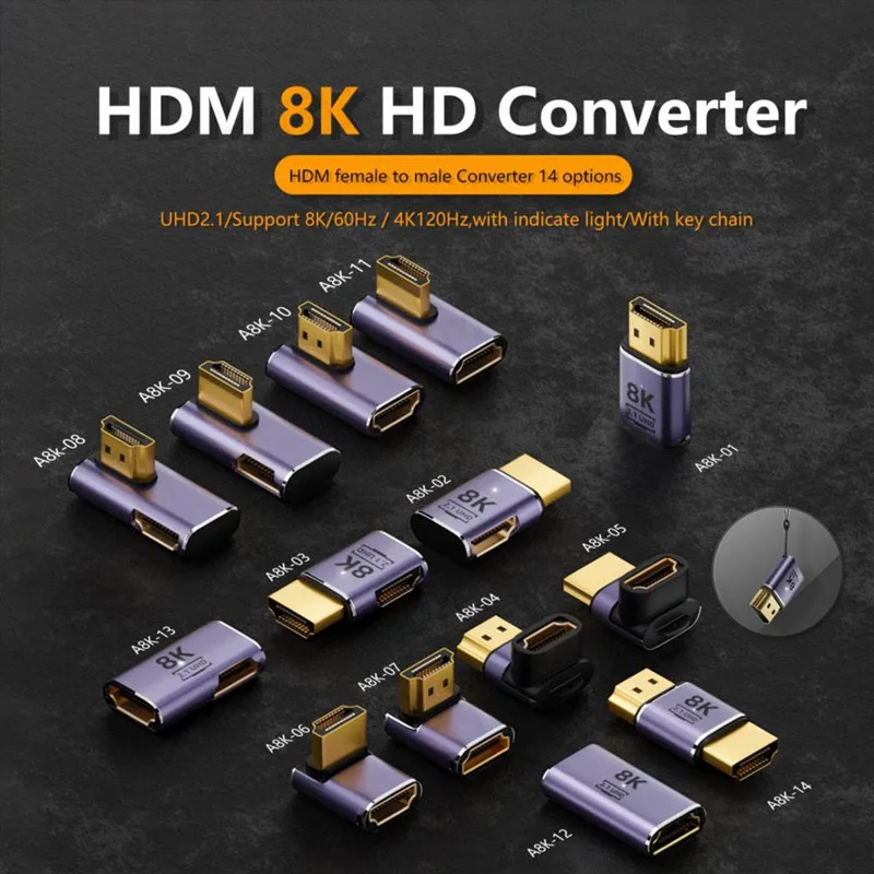 8K HDMI 2.1 Cable Adapter Male to Female Cable Converter for HDTV PS4 PS5 Laptop 4K HDMI Extender Female to Female