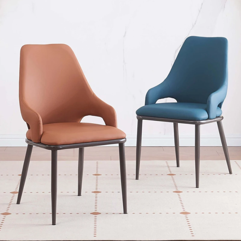 

Nordic Luxury Dining Chair Backrest Restaurant Leisure Stools Modern PU Leather Dining Chair Living Room Dining Room Furniture