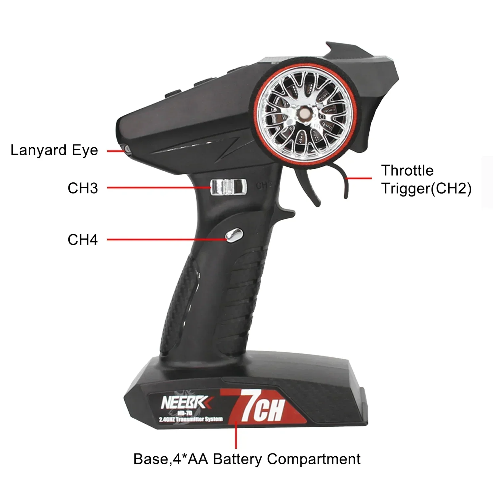 Mains tenant l'Émetteur Radio NB-7D 7CH 2.4Ghz, idéal pour piloter votre voiture RC avec précision