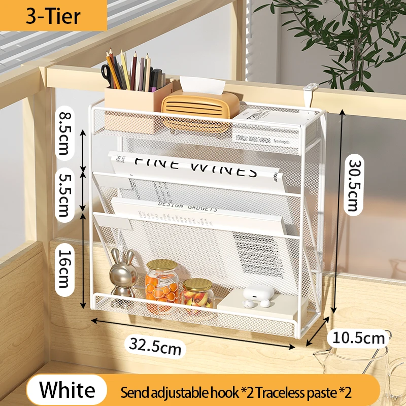 5-Tier Mesh Desk File Organizer and Wall-Mount Document Holder