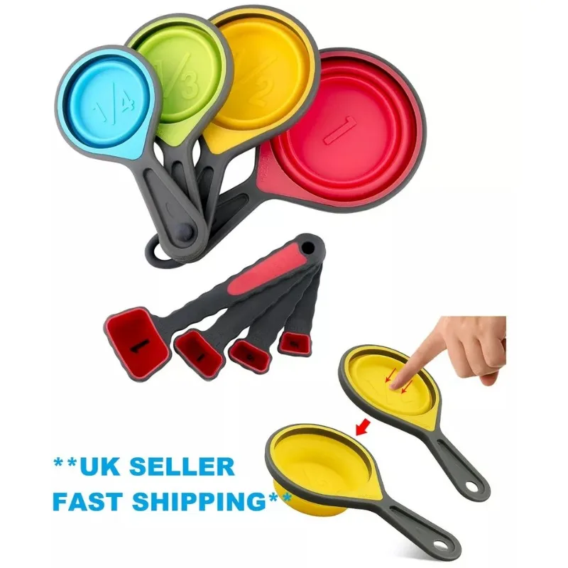 Collapsible Measuring Cups Set of 4 Silicone Measuring Tools for Baking and CookingKitchen Gadgets for Precise Measurements