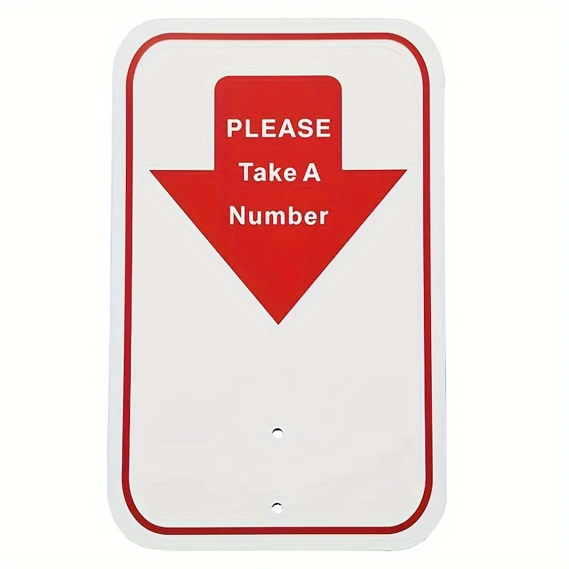 Take-a-Number Sign-Take A Number Dispenser Sign for Ticket Dispenser Red/White