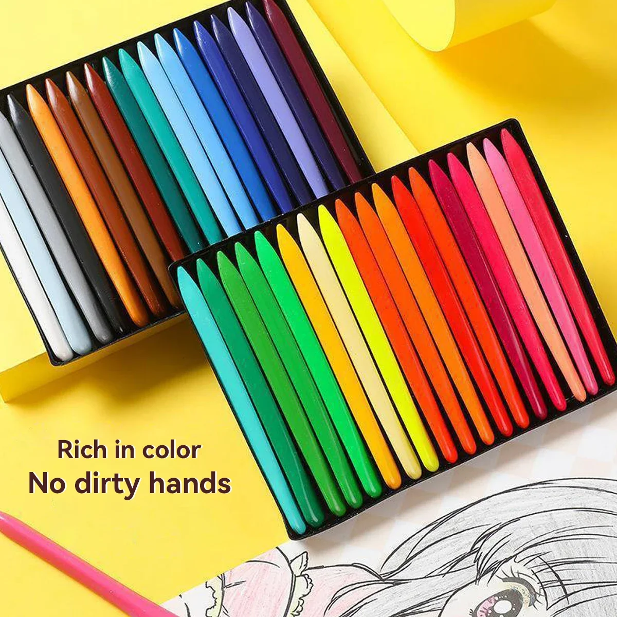 Multi-colors Plastic Triangle Crayon Set DIY Artist Supplies Hand-washable Crayons for Kids Gruesos Office Cultural Supplies 4