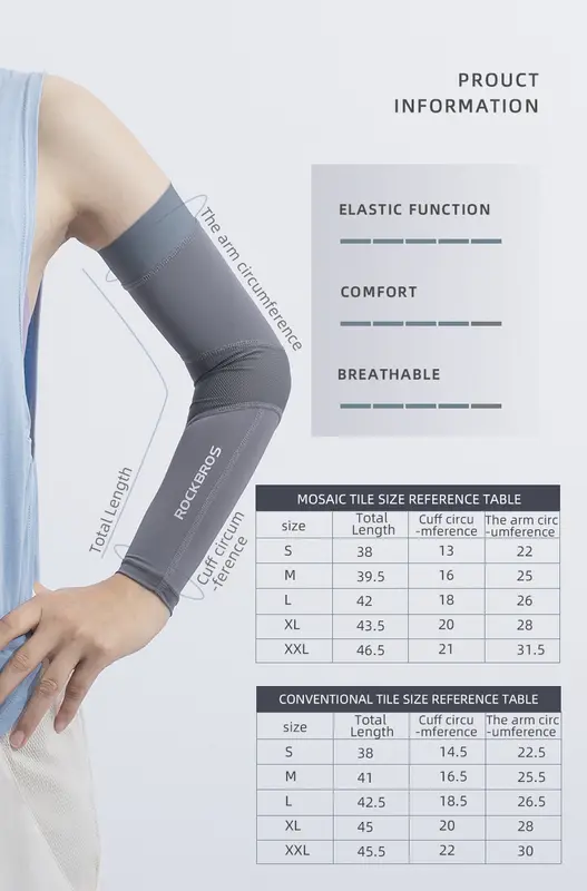ROCKBROS Ice Fabric Running Camping Sleeves Breathable Sleeve Quick Dry Arm Protect UV400 Arm Cover Summer Sports Safety Gear - Image 6