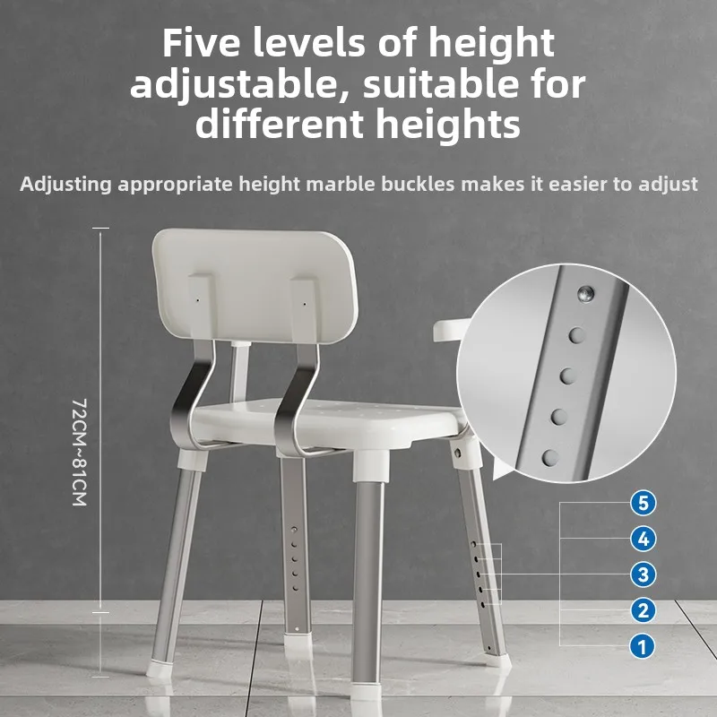 Japanese Non-slip Elderly Bathroom Armchair, Bath Shower Stools, Non-punching Safe Space Aluminum Pregnant Women Bathroom Chairs