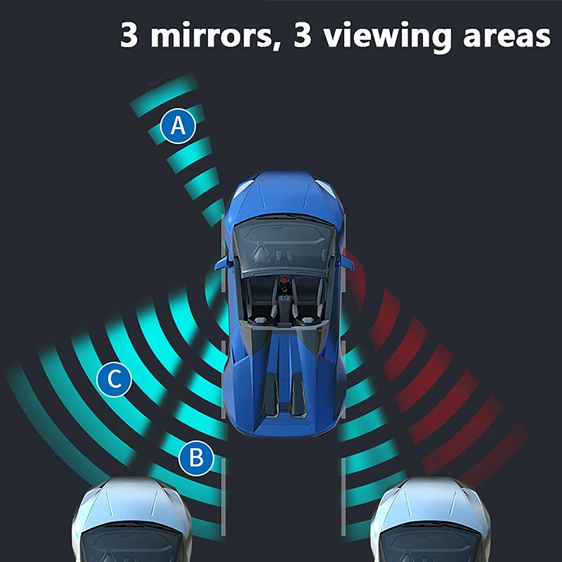360 Degree Rotatable Three Sided Car Blind Spot Mirror Reversing Blind Spot Parking Mirror Safety Accessories
