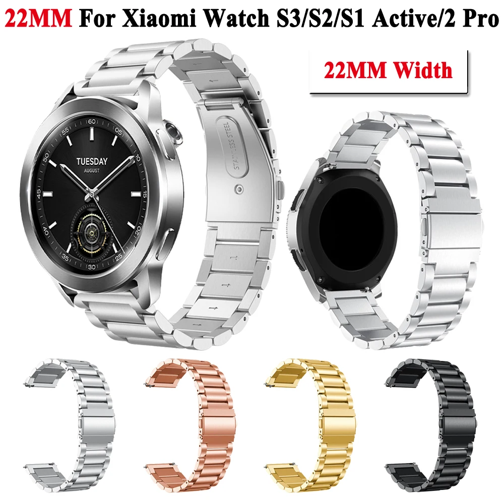 

Браслет из нержавеющей стали для Xiaomi Watch S3/S2/S1/Active/Pro, металлический ремешок для наручных часов Xiaomi Watch 2 Pro, 22 мм