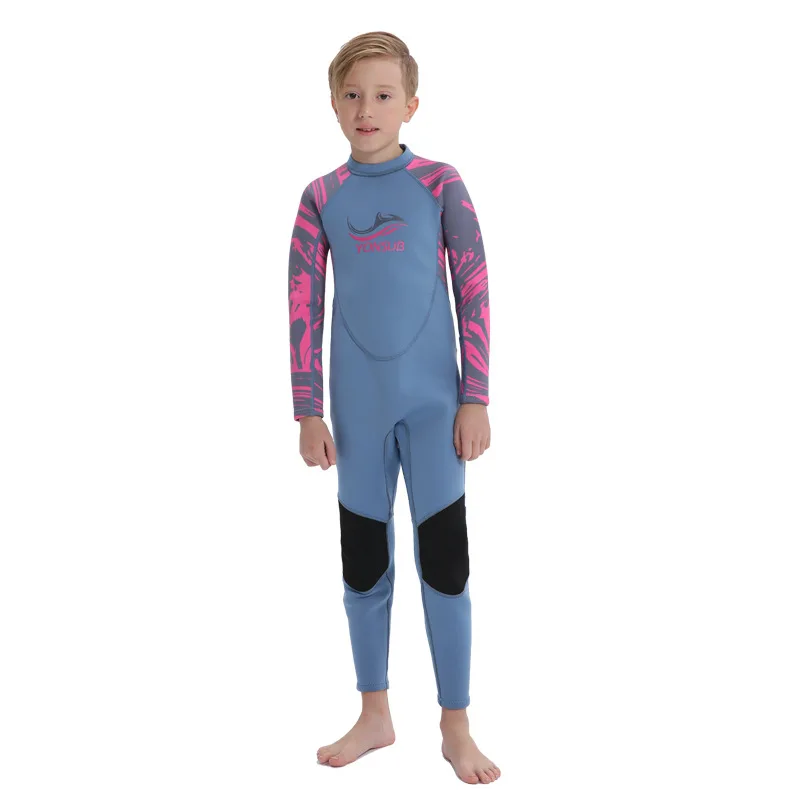 

Неопреновые гидрокостюмы 2 мм, детские купальники, костюмы для дайвинга с длинными рукавами, для мальчиков и девочек, детские спортивные топы, цельные костюмы для подводного плавания