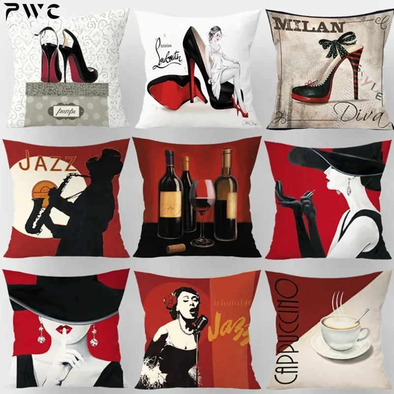 

Jazz Heel Cushion Cover for Bar Decoration Super Soft Pillowcase Home Decoration Pillow Cover for Sofa bedroom car 45x45cm