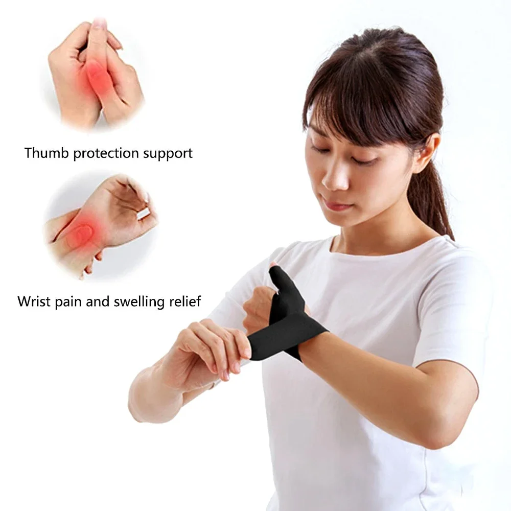 1Pcs Thumb Wrist Support Brace Elastic Fingerless Glove Waterproof Wrist Compression Sleeve Splint For Pain Relief