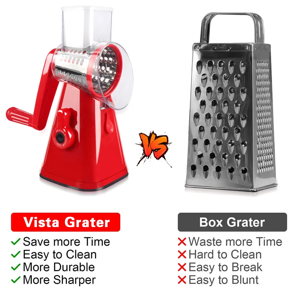 Manual Rotary Cheese Grater 3 In 1 Professional Drum Vegetable Cutter Slicer Chopper Spiralizer Mandolina for Kitchen Accessorie vegetable slicer vegetable cutter food slicer cheese grater food shredder