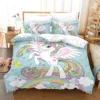 Rainbow Unicorn Bedding Sets Cartoon 3D Digital Printing Duvet Cover Sets Suitable for Bedroom Unicorns and Rainbows Bed Linen 6