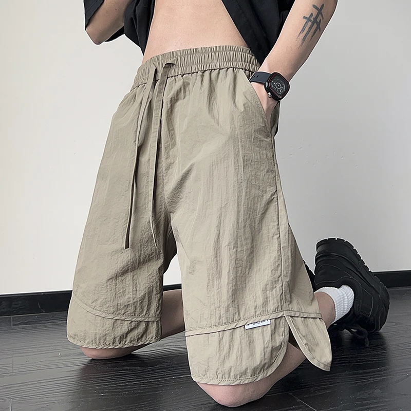 Men Solid Short Elastic Waist Casual Baggy Comfortable Mens with Pockets Shorts Breathable Quick Dry Sweatpants