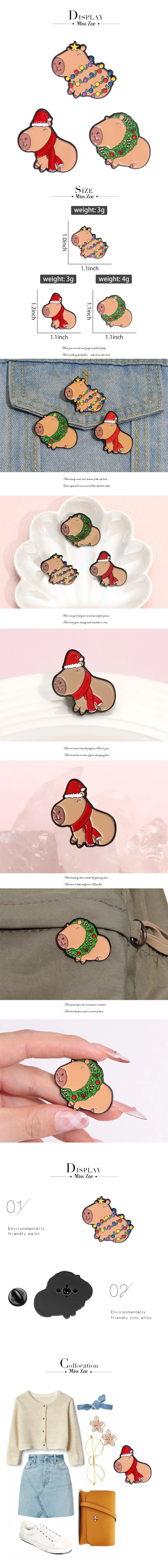 Süße Capybara-Emaille-Anstecknadeln, individuelle Halloween-Weihnachtsbaum-Broschen, Anstecknadeln, Kleidung, Tierschmuck, Geschenk für Kinder und Freunde – Detail 1