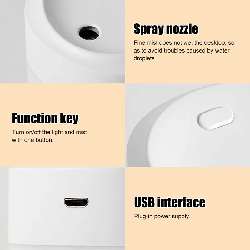 Air Humidifier USB Ultrasonic Aroma Essential Oil Diffuser Romantic Mini Cool Mist Maker Purifie