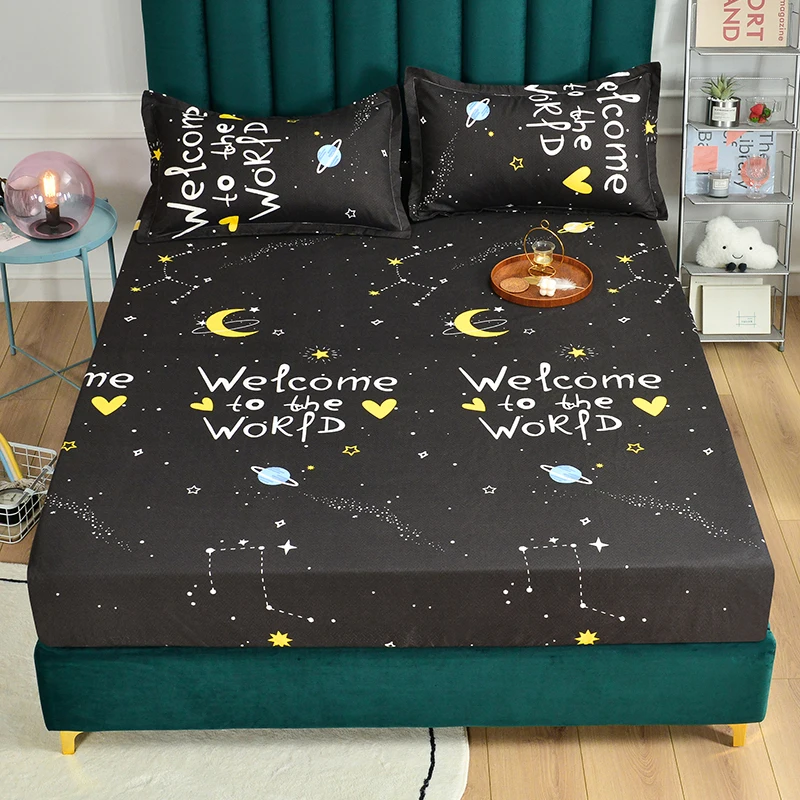 New On Product1pc 100Polyester Printed Fitted Sheet Mattress set Cover Four Corners With