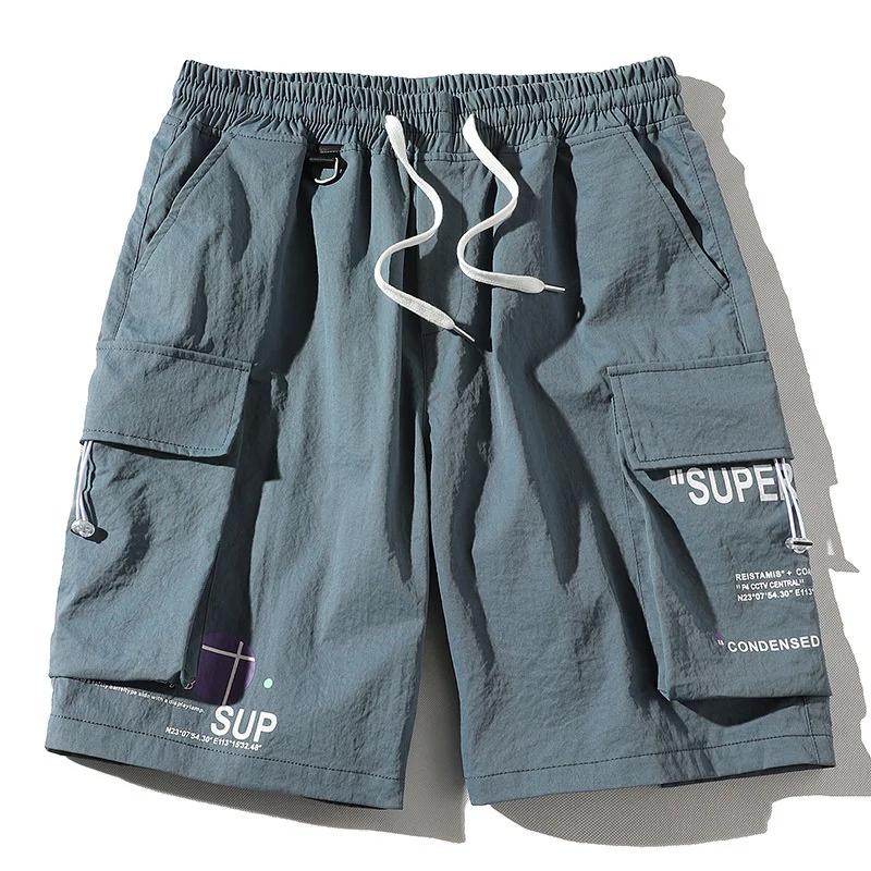 Pantalones cortos deportivos con múltiples bolsillos para correr, Bermudas de playa informales, ropa de calle japonesa, Hip Hop, moda de verano