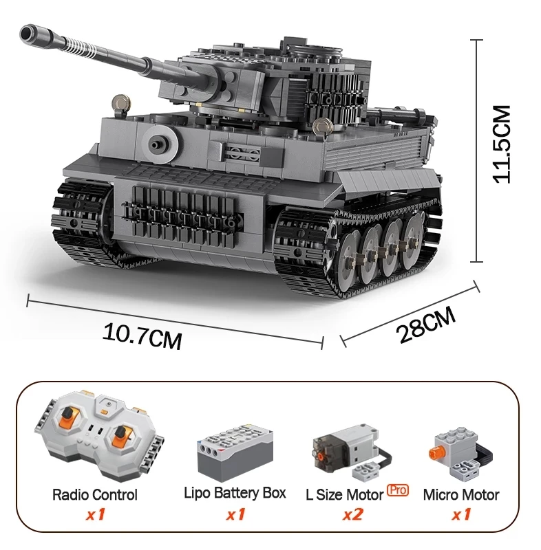 925pcs City Remote Control Ww2 Military Army Tiger Tank Building Blocks
