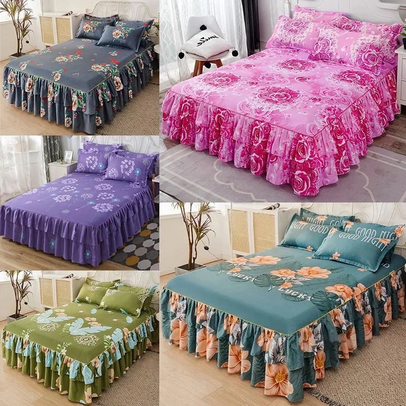 Jupe De Lit Bébé En Microfibre Avec Volants Et Pompons | 71x132 Cm, Chute 35.6 Cm | Pour Berceau Et Lit Enfant - 10