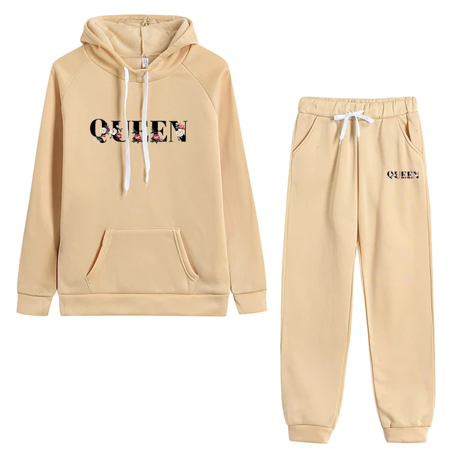 Queen Print Hooded Sweatshirt 2 Piece Set 5