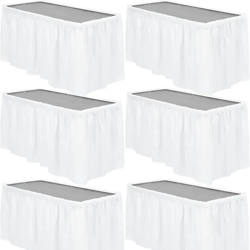 

6PCS Disposable Waterproof And Oil-Proof Plastic Rectangular Table Skirt Tablecloth For Party Wedding Festival Home Decoration