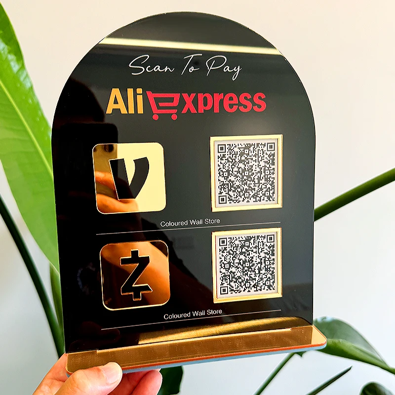 Customize QR Code Logo Sign Stand Plate Business Social Media Follow ...