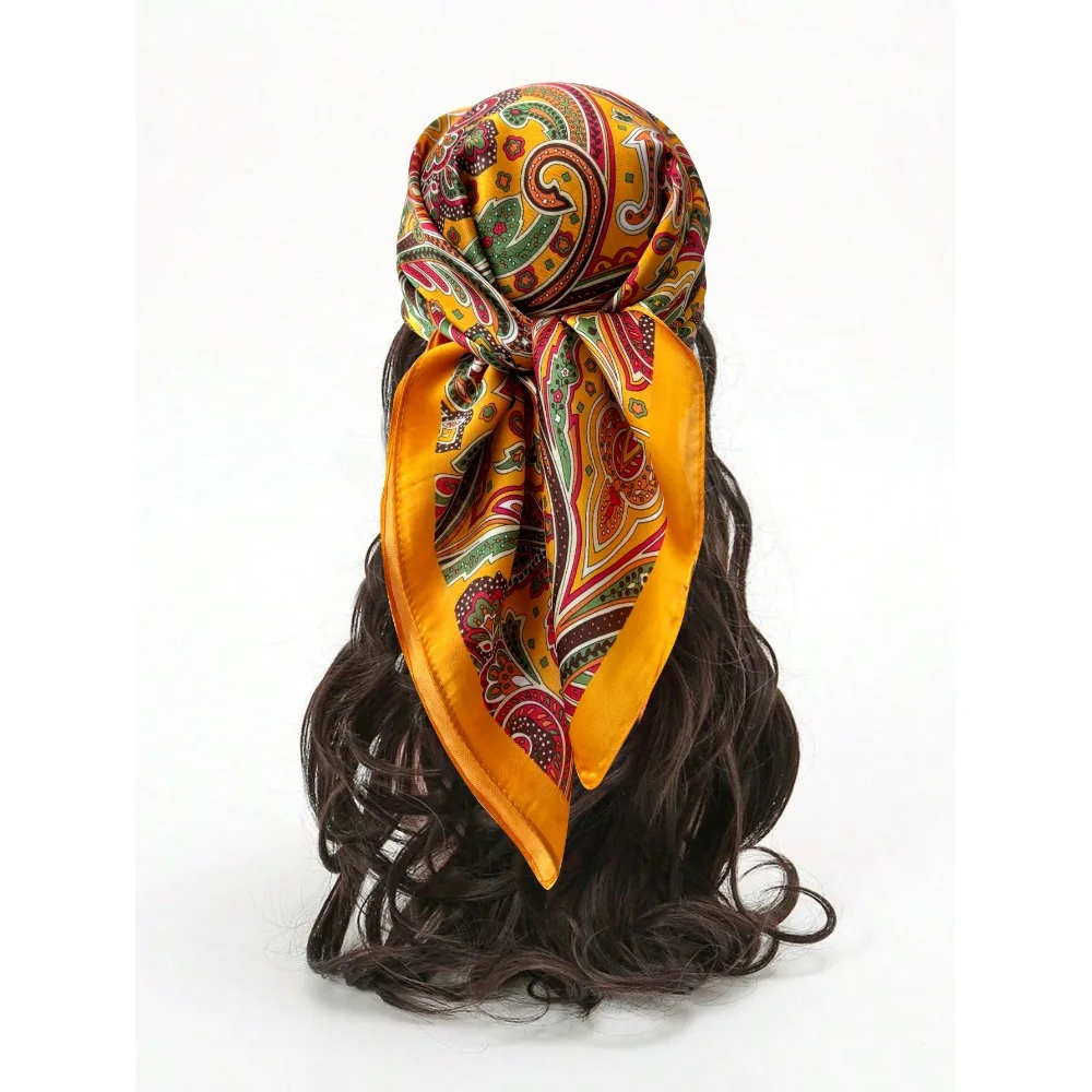 Polyester Square Scarf Thin Vintage Headkerchief Hijab Shawl
