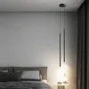 Superfine 2CM Led Pendant Lights Long Tube Hanging Lamp Kitchen Island Dining Room Table Pendant Lamp Bedroom Bedside Droplight 3