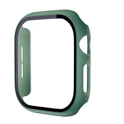 Premium Tempered Glass Cover with Matte Hard PC Bumper for Smartwatch Screen Protection (Office Green)
