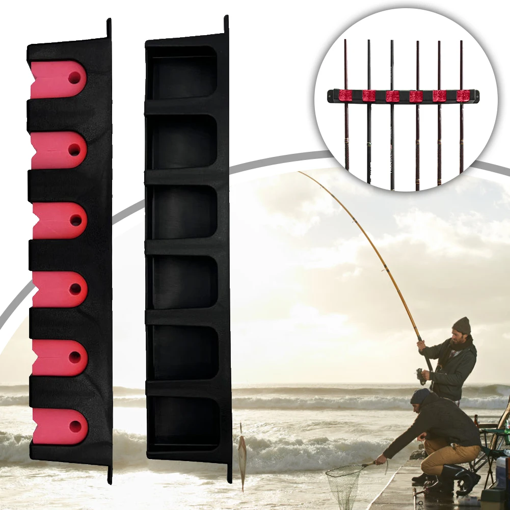 Wall Mount Fishing Rod Rack Vertical Fishing Pole Holders Store 6 Rods Pole Rack for Garage