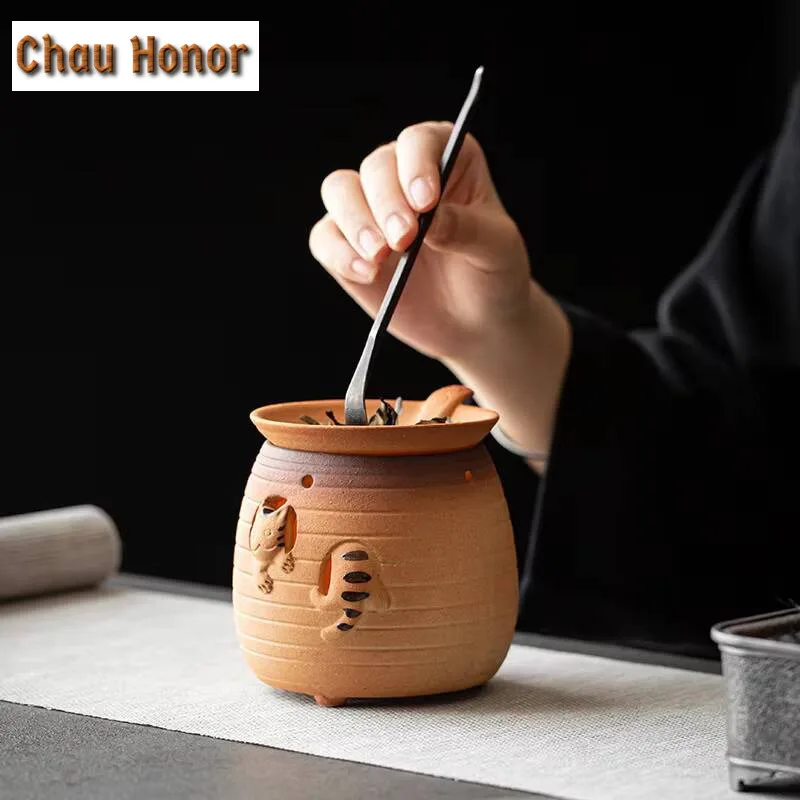 Japanese Coarse Pottery Handmade Teapot Warmer Ceramic Retro Tea Heater Candle Stand Kettle Holder Tea Stove Kung Fu Tea Set