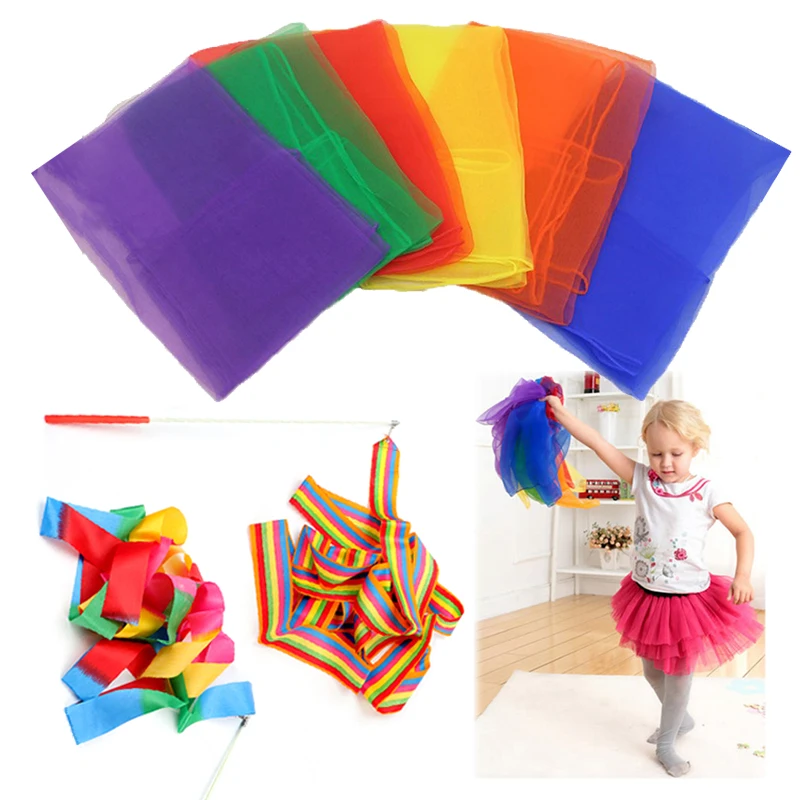 Artistic Gymnastics Ribbon No Fading Dance Sports and Fitness Shaping Sporting Goods Solid Color Scarves Performance Props TMZ