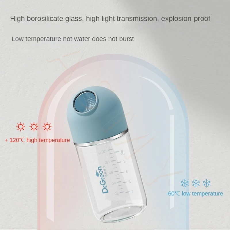 Dr.Green New Upgrade Professional Newborn baby bottles Wide Mouth Bottle 150mL/240mL High borosilicate Glass Washable Bottles