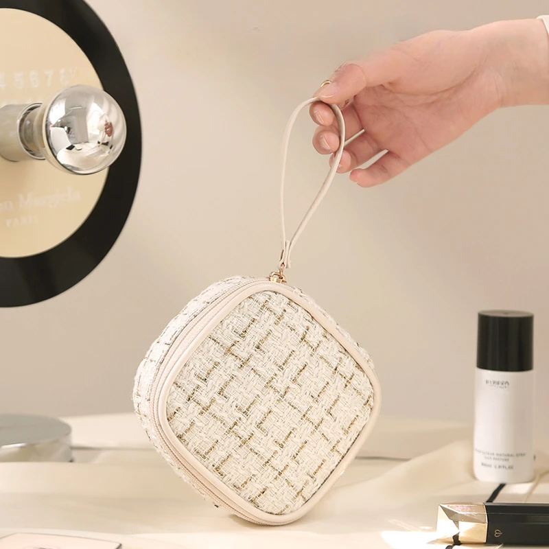 Square Plaid Cosmetic Bags Large Capacity Lipstick Toiletry Makeup Case Money Card Pouch Small Tampon Sanitary Napkin_voghion.com