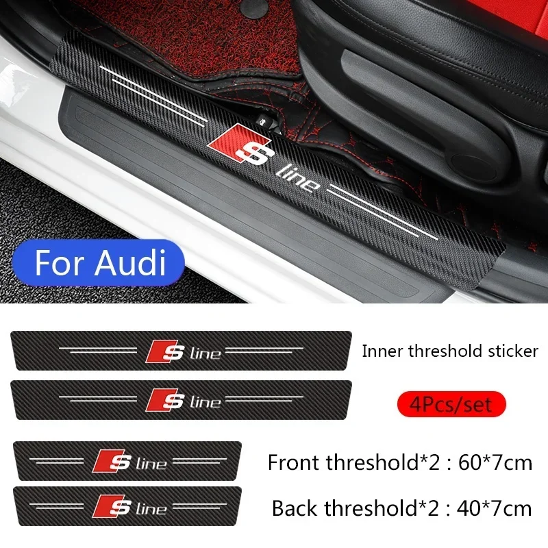 Premium Car Styling Fiber Door Sill Scuff Plate Guards - Set of 4
