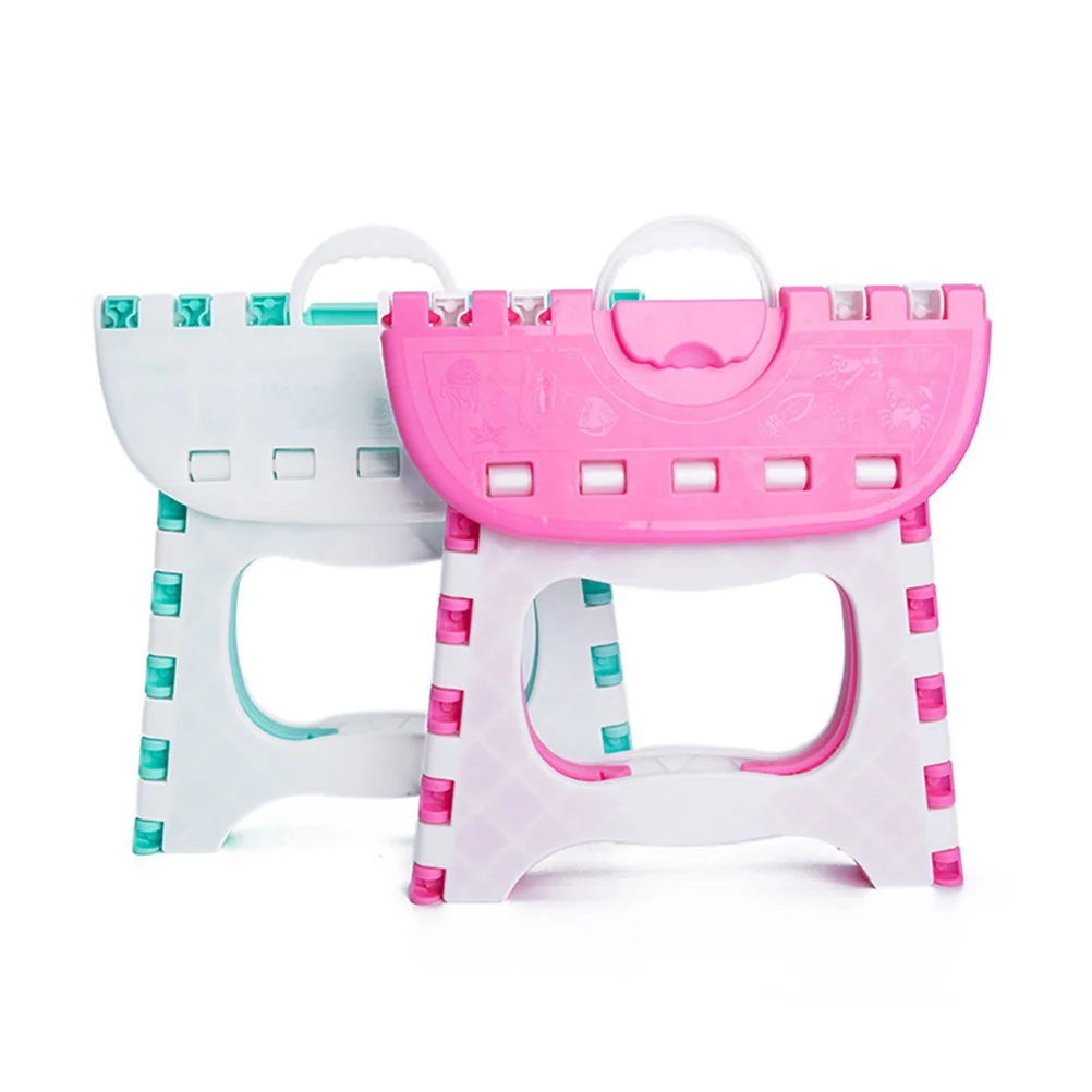 Portable Folding Stool With Handle Step Stool For Kids Plastic Children Furniture Fishing Lightweight Chair