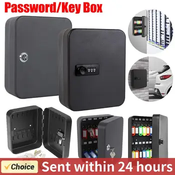 Key Cabinet Wall Mount 20 Key Hooks Key Management with Key/Code Lock Key Cabinet Security Lock Box Key Holder Box Wall Mount 1