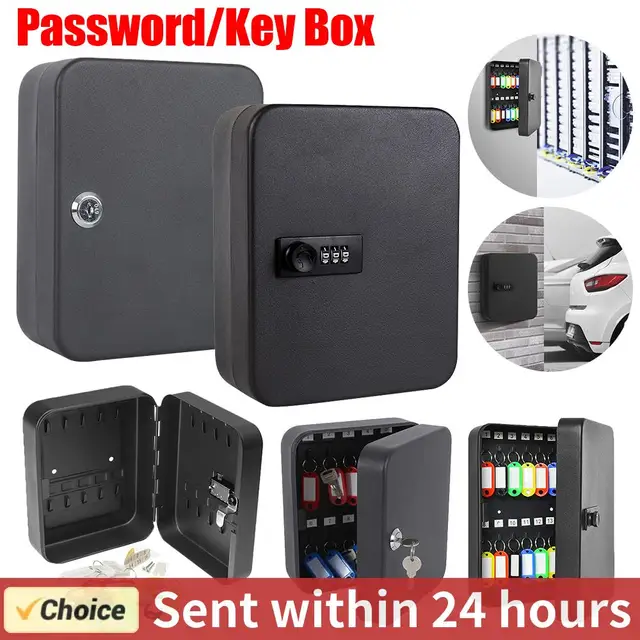 Key Cabinet Wall Mount 20 Key Hooks Key Management with Key/Code Lock Key Cabinet Security Lock Box Key Holder Box Wall Mount 1