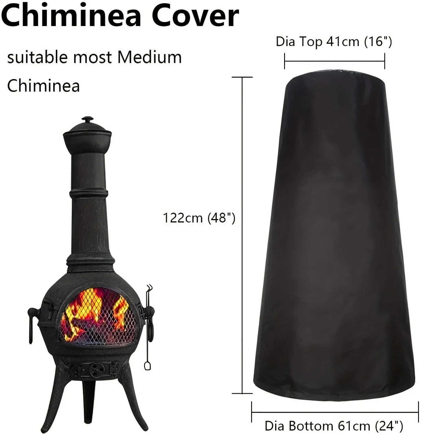Waterproof pit cover heavy-duty 420D Oxford protective outdoor garden fireplace cover Frost-proof Winter SunproofSummer